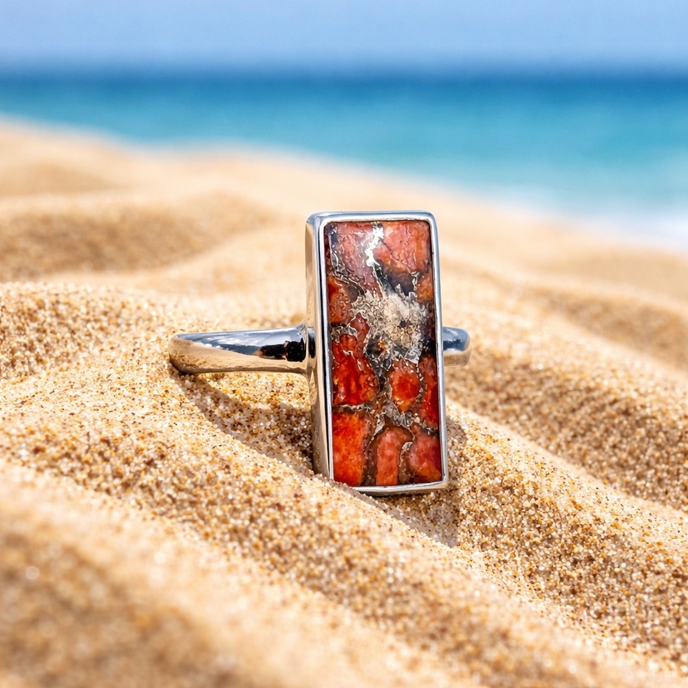 Red Copper Turquoise Ring - Picture 5 of 10
